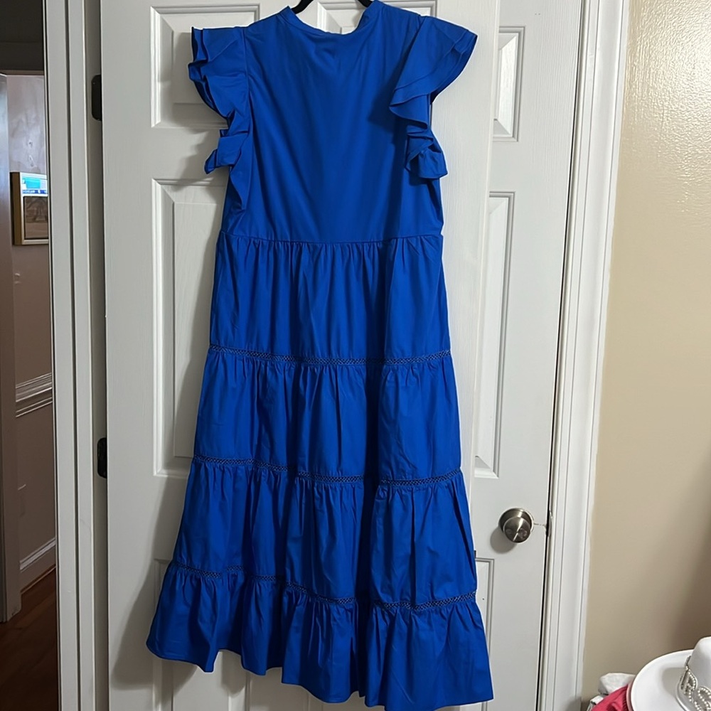 NWT TCEC Royal Blue Ruffle Tiered Maxi Dress Size Large - Picture 6 of 6